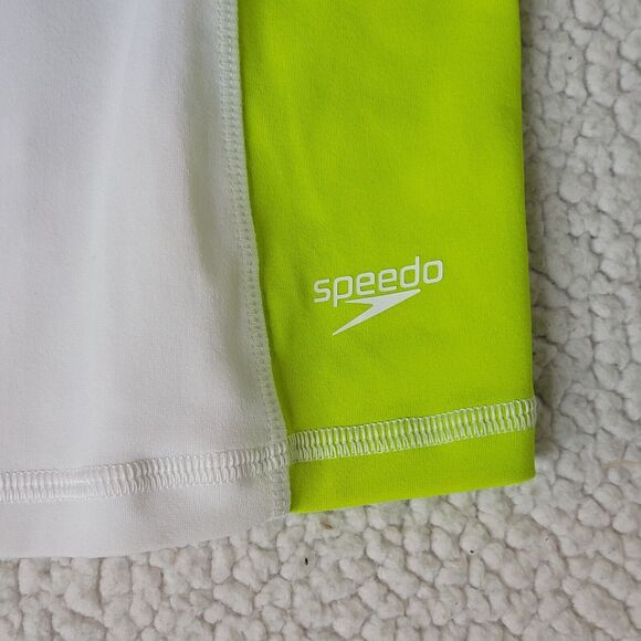 MENS SPEEDO Size Med ATHLETIC White Lime WORKOUT Racer-back TOP Zip Pocket NWT - Picture 7 of 10
